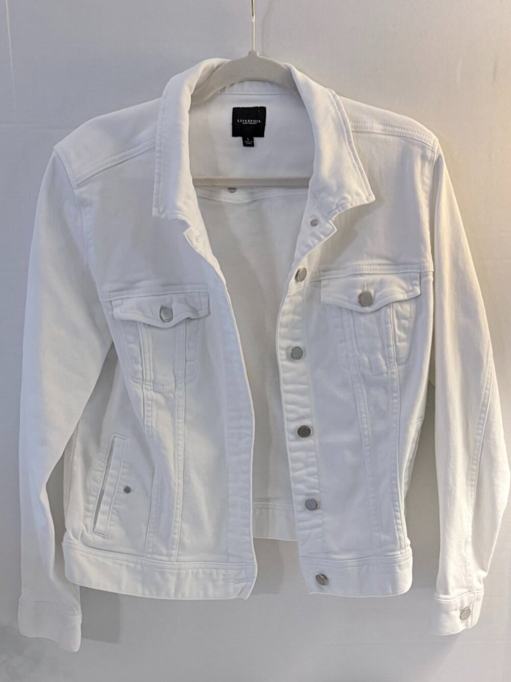 Liverpool White Denim Jean Jacket Women's Large New Without Tags